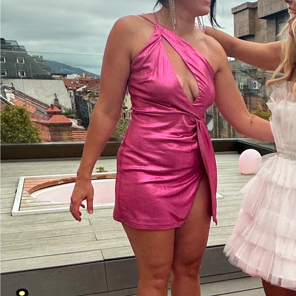 Metallic Pink Mini Dress